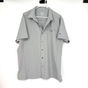 Kuhl Shirt Mens Large Gray Tapered Fit Optimizr SS Short Sleeve Button Up Hiking